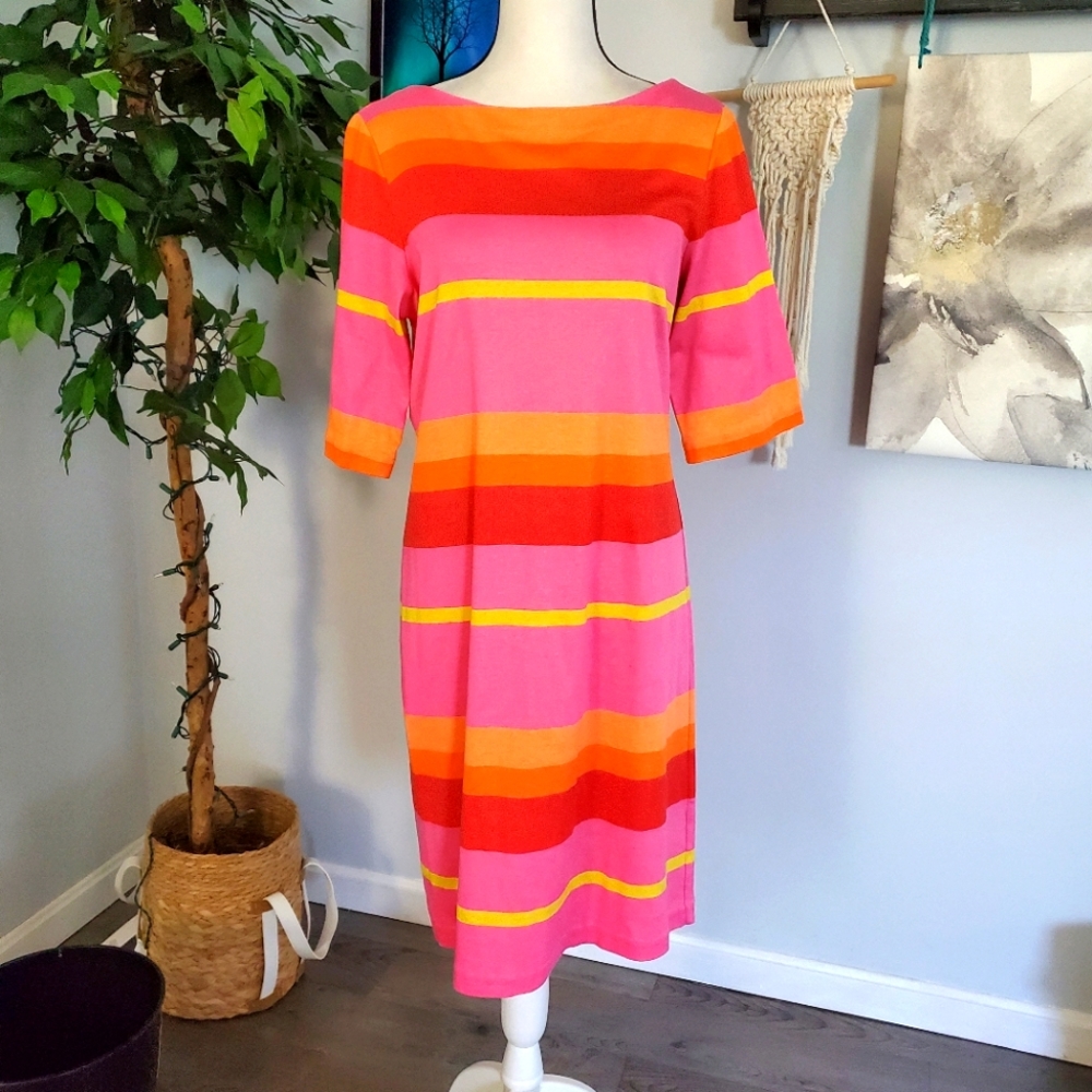 Talbots Pima cotton striped dress M